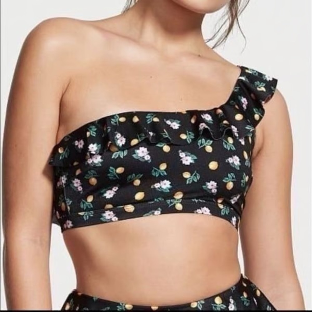 Victoria’s Secret Ruffled One Shoulder Lemon Bikini Top